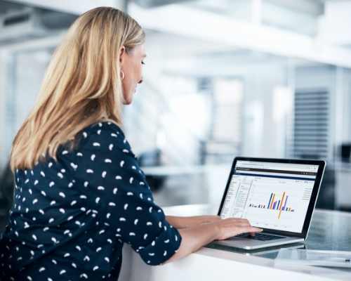 Woman Looking at Data on Computer