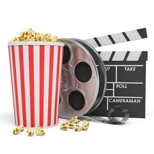 Popcorn, Movie Reel and Clapperboard